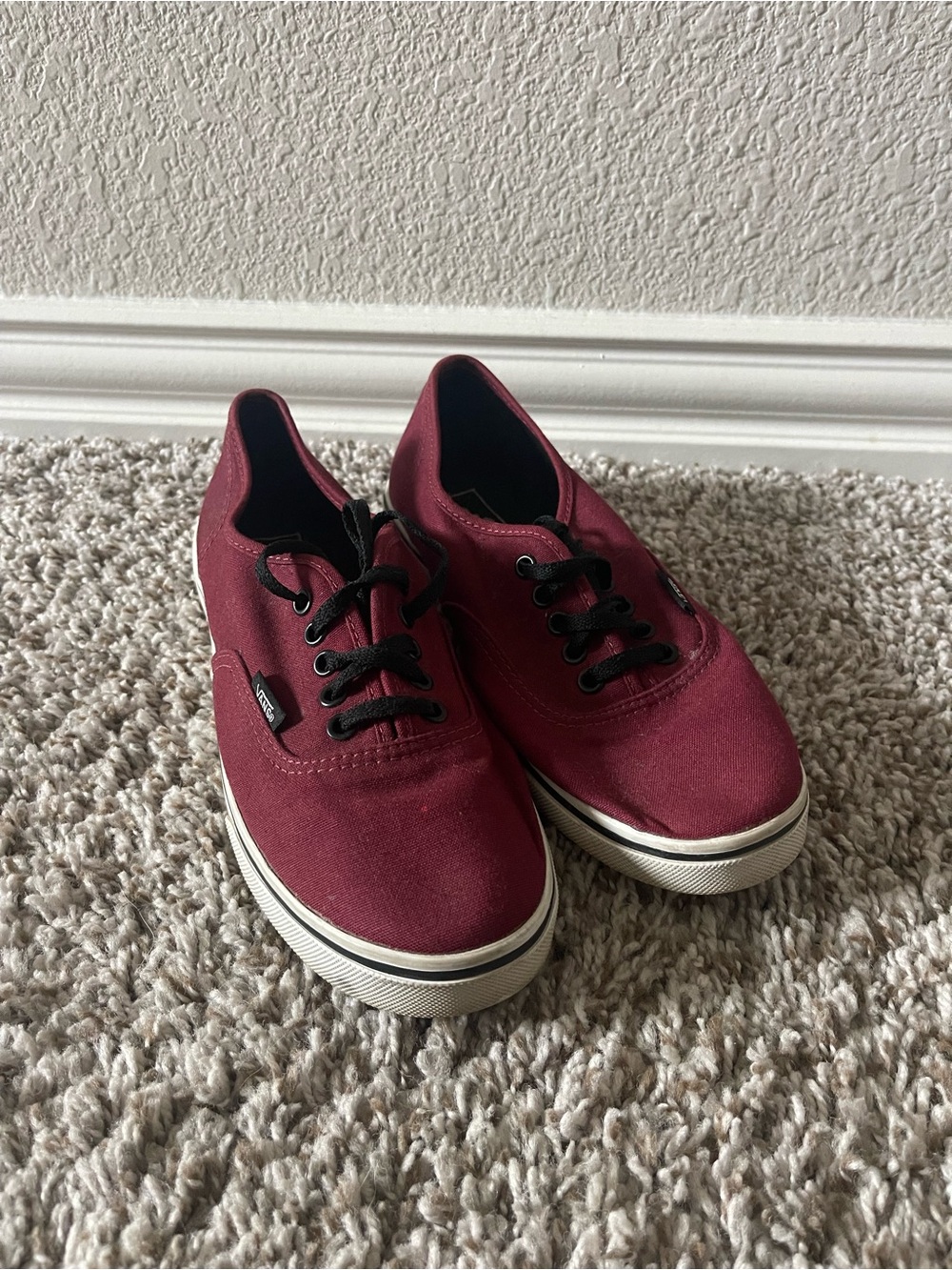 Vans Low-Top Canvas Sneakers in Burgundy and Black